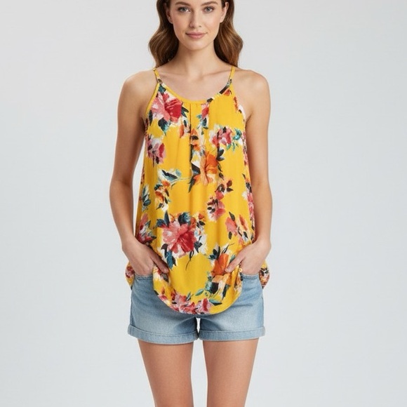 Papermoon Yellow Floral Tank Top size small | casual blouse | date night - Picture 1 of 5